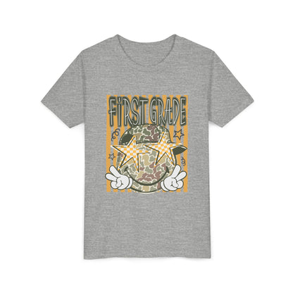 First Grade Camo Stars Youth Tee - Back to School Kids T-Shirt