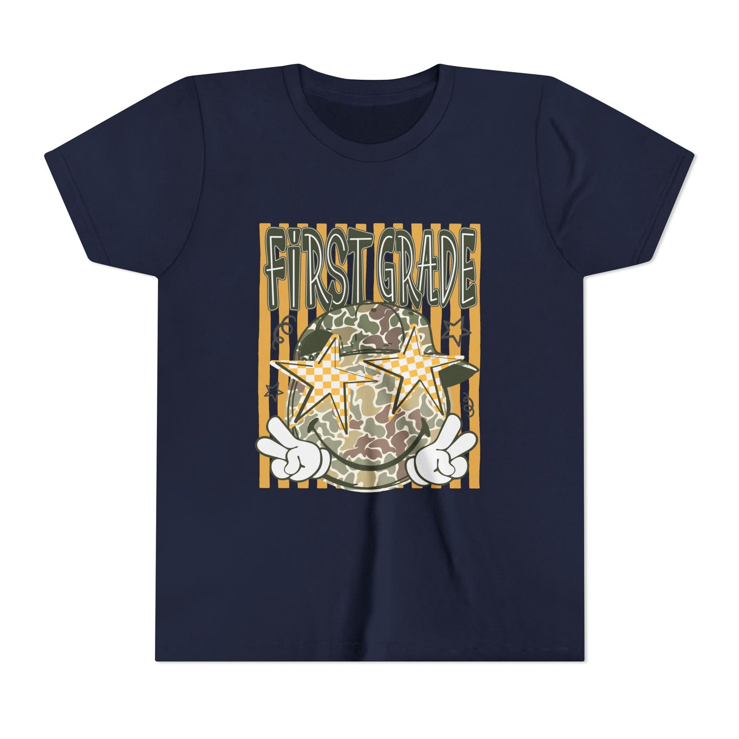 First Grade Camo Stars Youth Tee - Back to School Kids T-Shirt