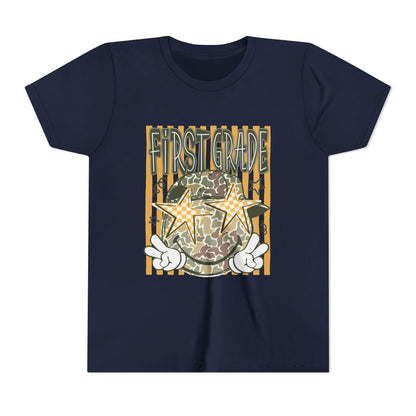 First Grade Camo Stars Youth Tee - Back to School Kids T-Shirt