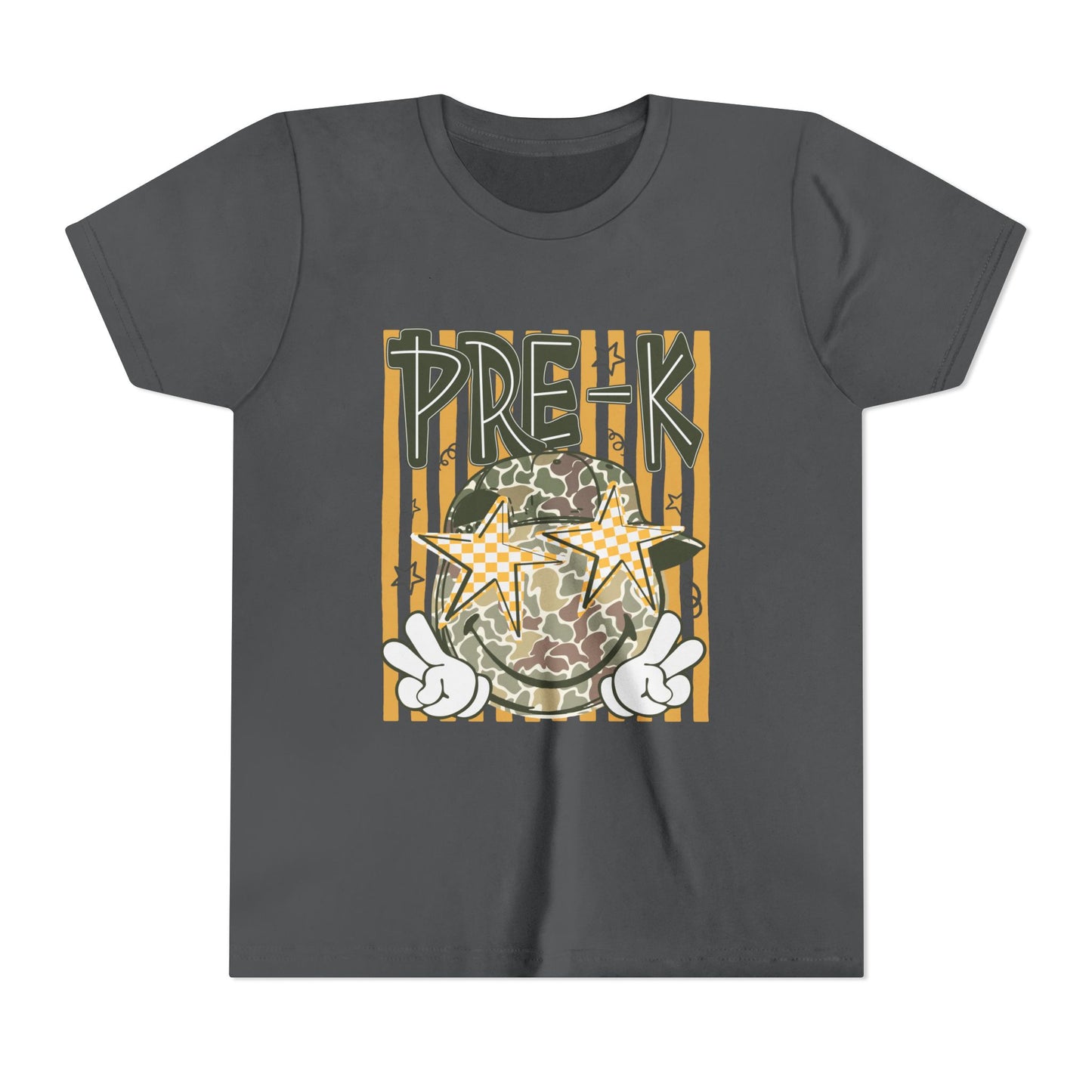 Pre-K Kids Tee — Camo Smiley Star Preschool Shirt for Boys & Girls
