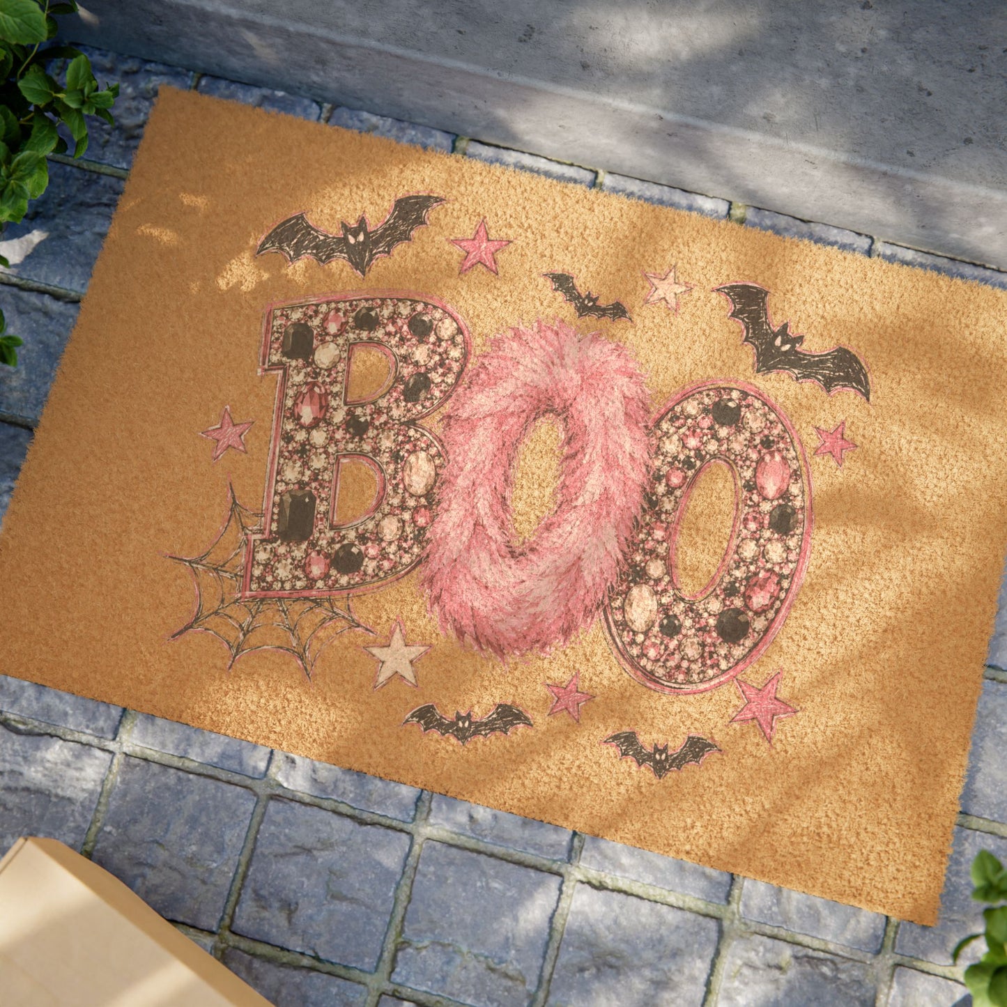 Boo Floral Halloween Doormat