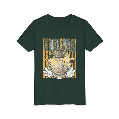 Kindergarten Stars Youth Tee – Camo Globe Graphic Back-to-School Shirt