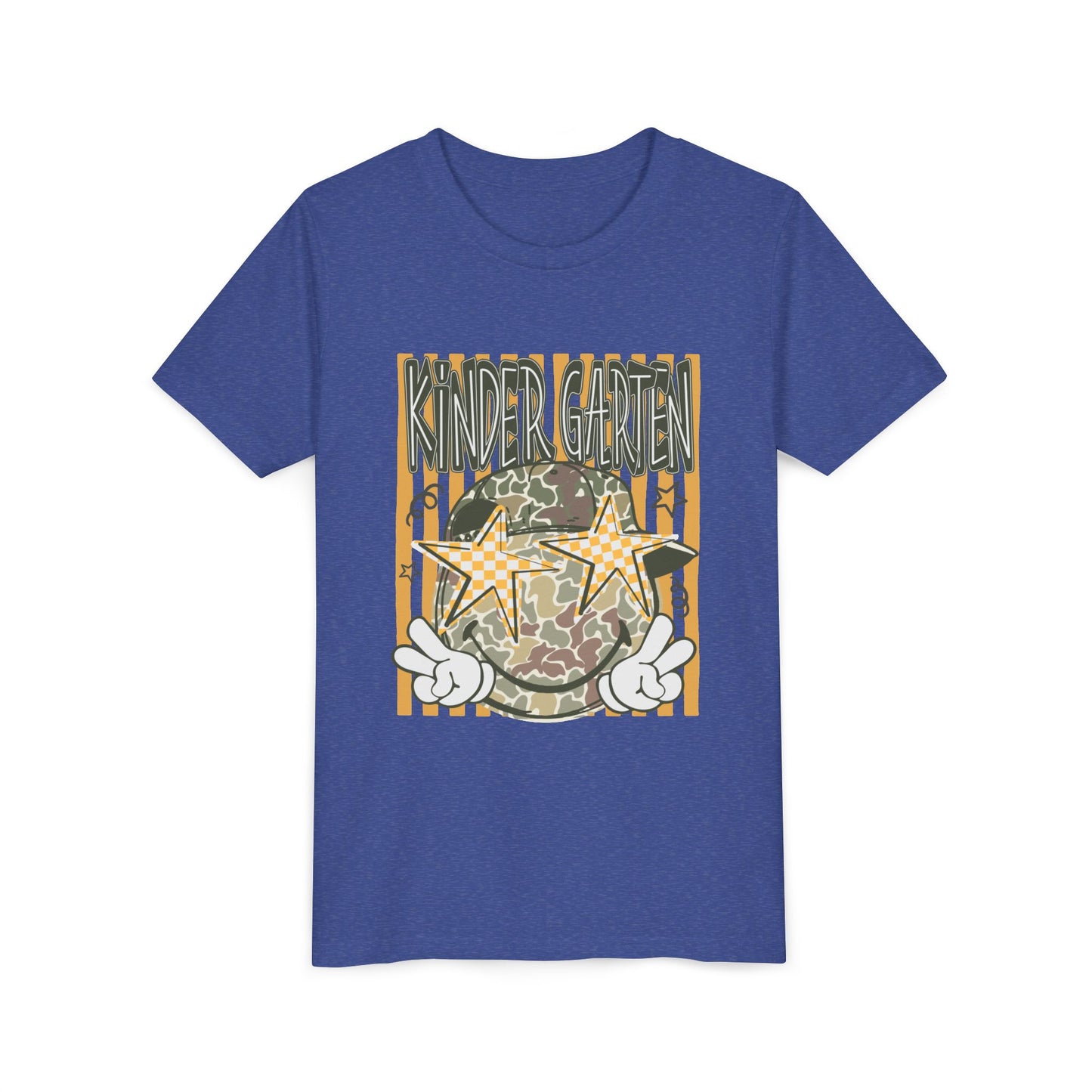 Kindergarten Stars Youth Tee – Camo Globe Graphic Back-to-School Shirt