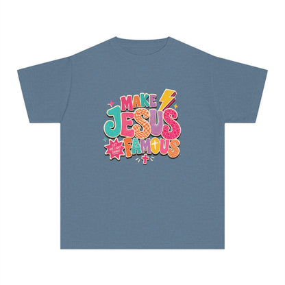 Youth T-Shirt — "Make Jesus Famous" Colorful Graphic Christian Tee