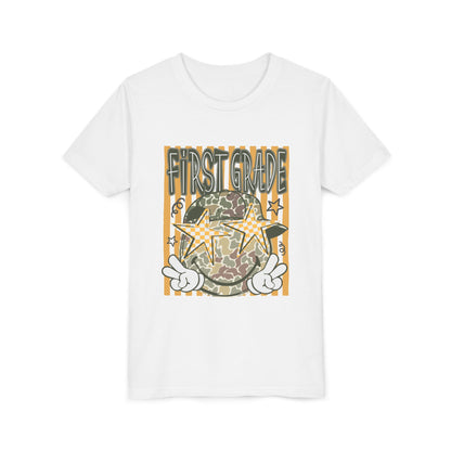 First Grade Camo Stars Youth Tee - Back to School Kids T-Shirt