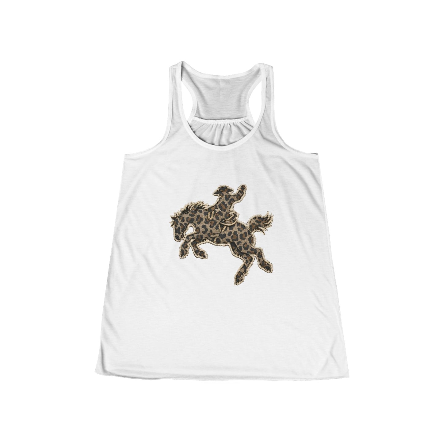 Cowgirl Rodeo Tank Top — Brown Floral Bucking Horse Racerback
