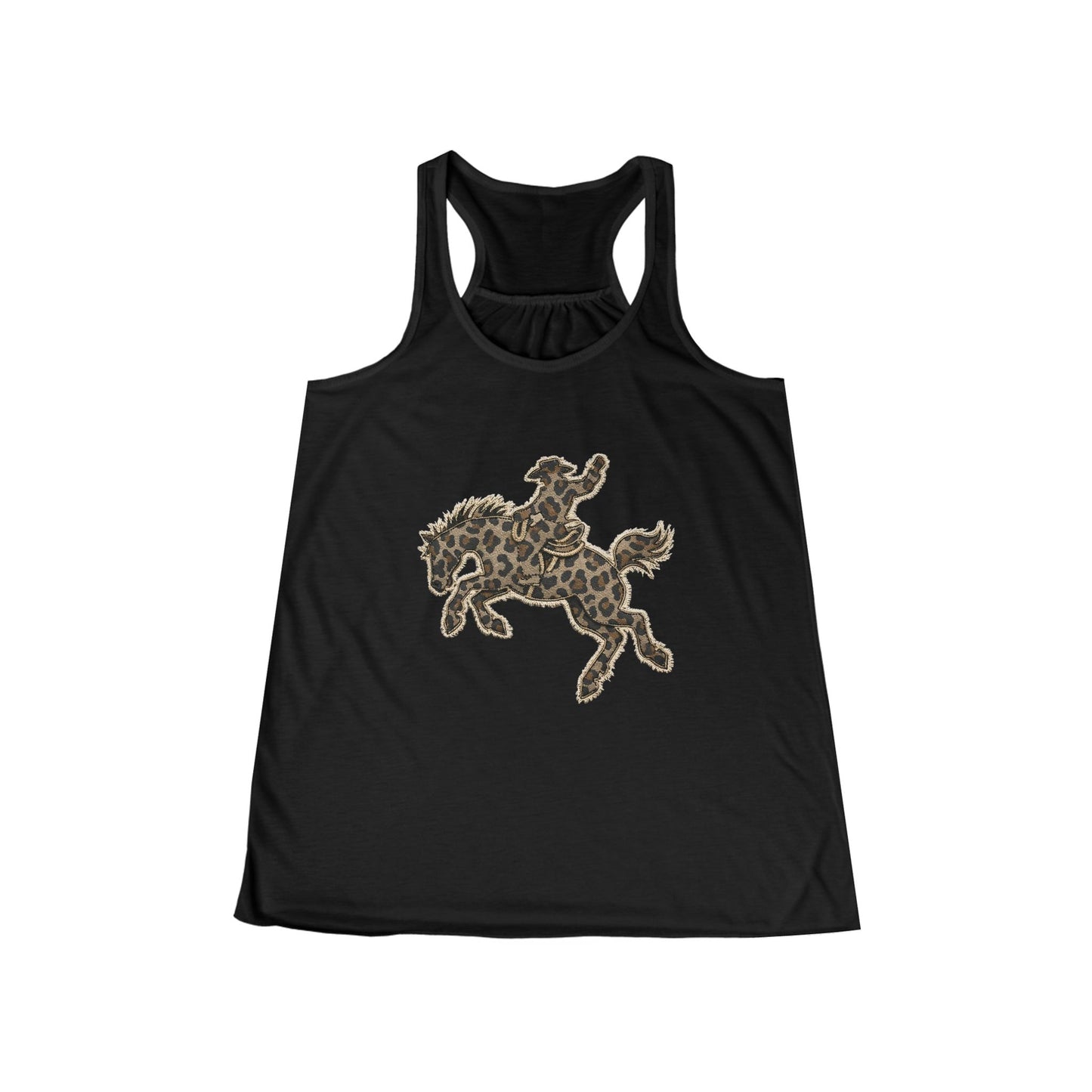 Cowgirl Rodeo Tank Top — Brown Floral Bucking Horse Racerback