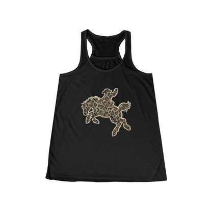 Cowgirl Rodeo Tank Top — Brown Floral Bucking Horse Racerback