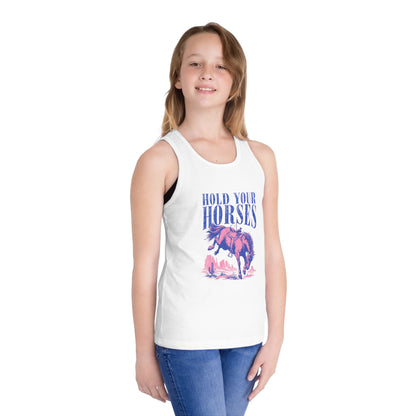 Kid's Tank Top — "Hold Your Horses" Vintage Rodeo Horse Graphic