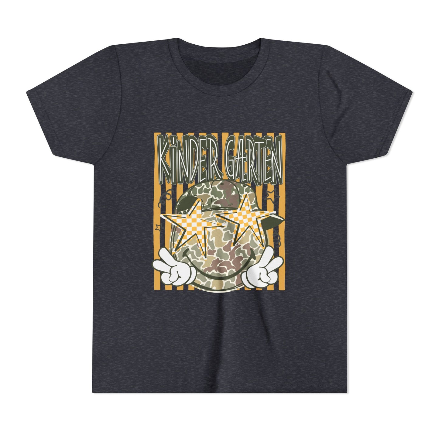 Kindergarten Stars Youth Tee – Camo Globe Graphic Back-to-School Shirt