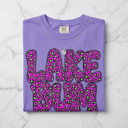 Lake Bum T-Shirt — Retro Leopard Print Graphic Tee for Lake Days