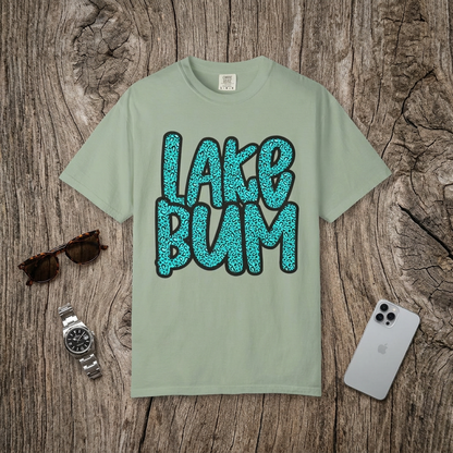 Lake Bum T-Shirt — Retro Teal Script Graphic for Lake Lovers