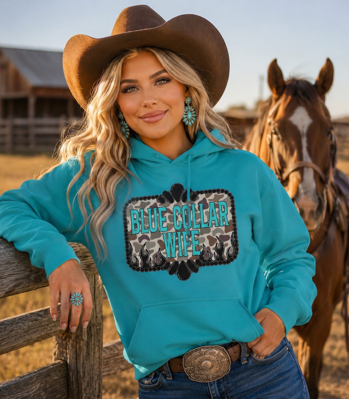 Graphic Hoodie — Retro Floral Patch Chest Design
