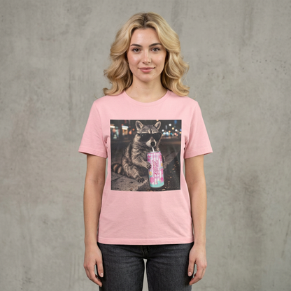 Raccoon Drinking Soda T-Shirt — Funny Urban Nightlife Graphic Tee