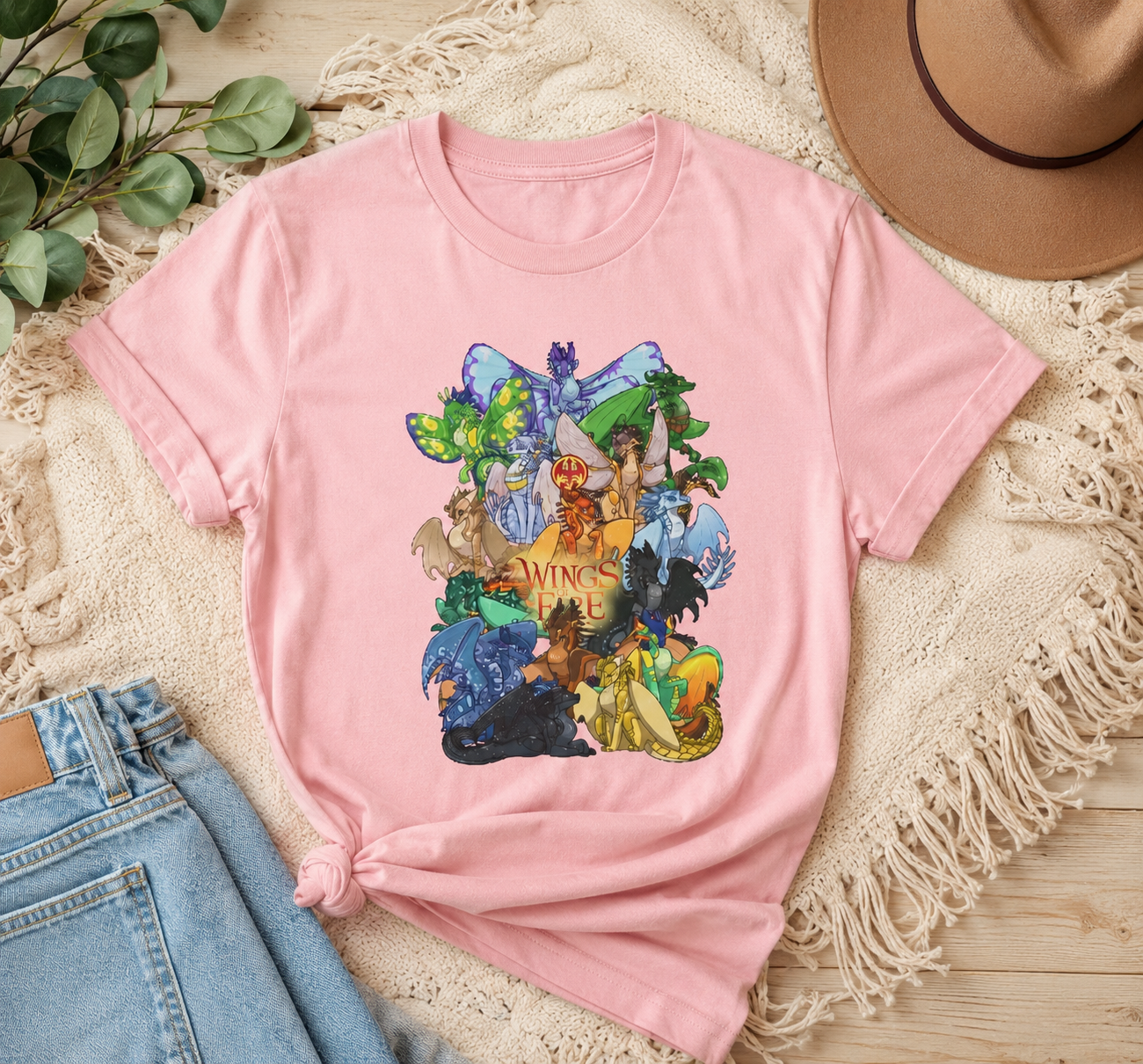 (kids)Youth Tee — Colorful Fantasy Dragon Collage "Wings"
