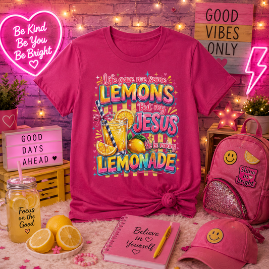 Youth Tee - "When Life Gives You Lemons" Jesus Lemonade Faith Graphic