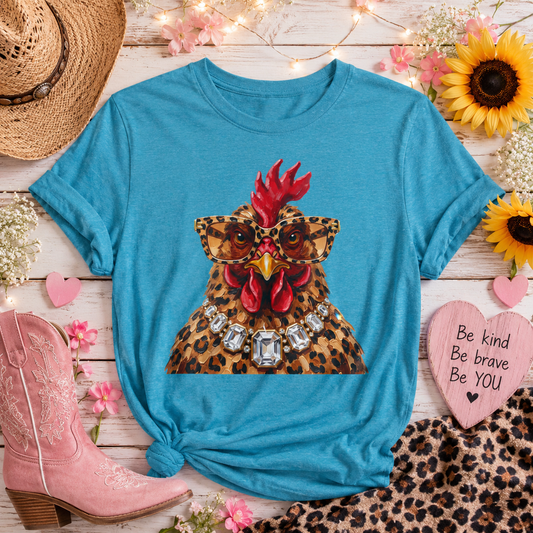 Leopard Print Glam Chicken T-Shirt