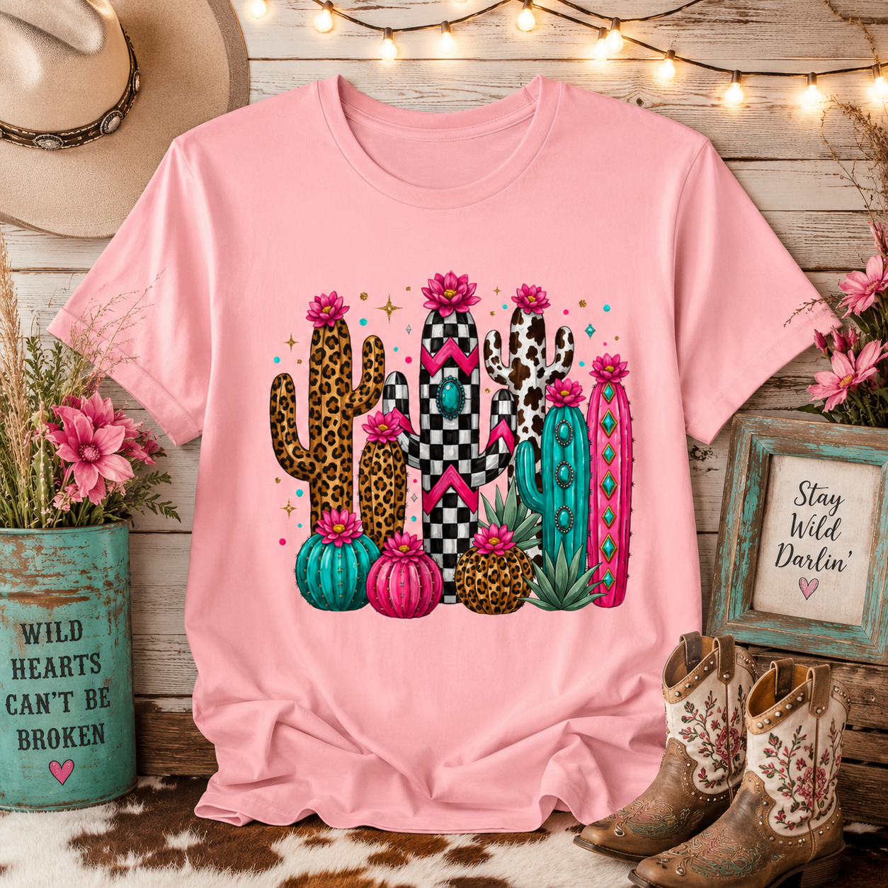 Cactus Garden Tee — Colorful Southwestern Succulent Graphic T-Shirt