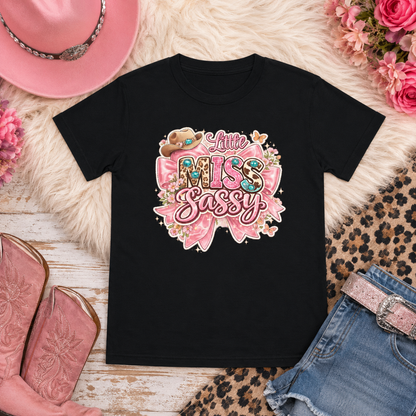Youth Tee — "A Little Kiss Sassy" Floral Country Graphic