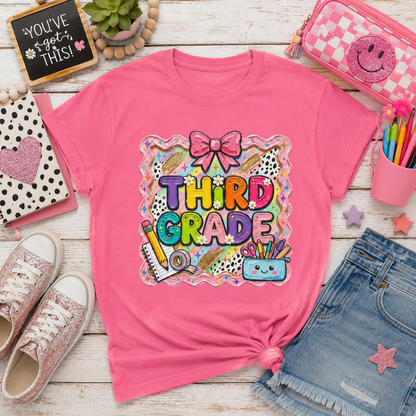 Third Grade Kids T‑Shirt — Cute Back‑to‑School Graphic Tee