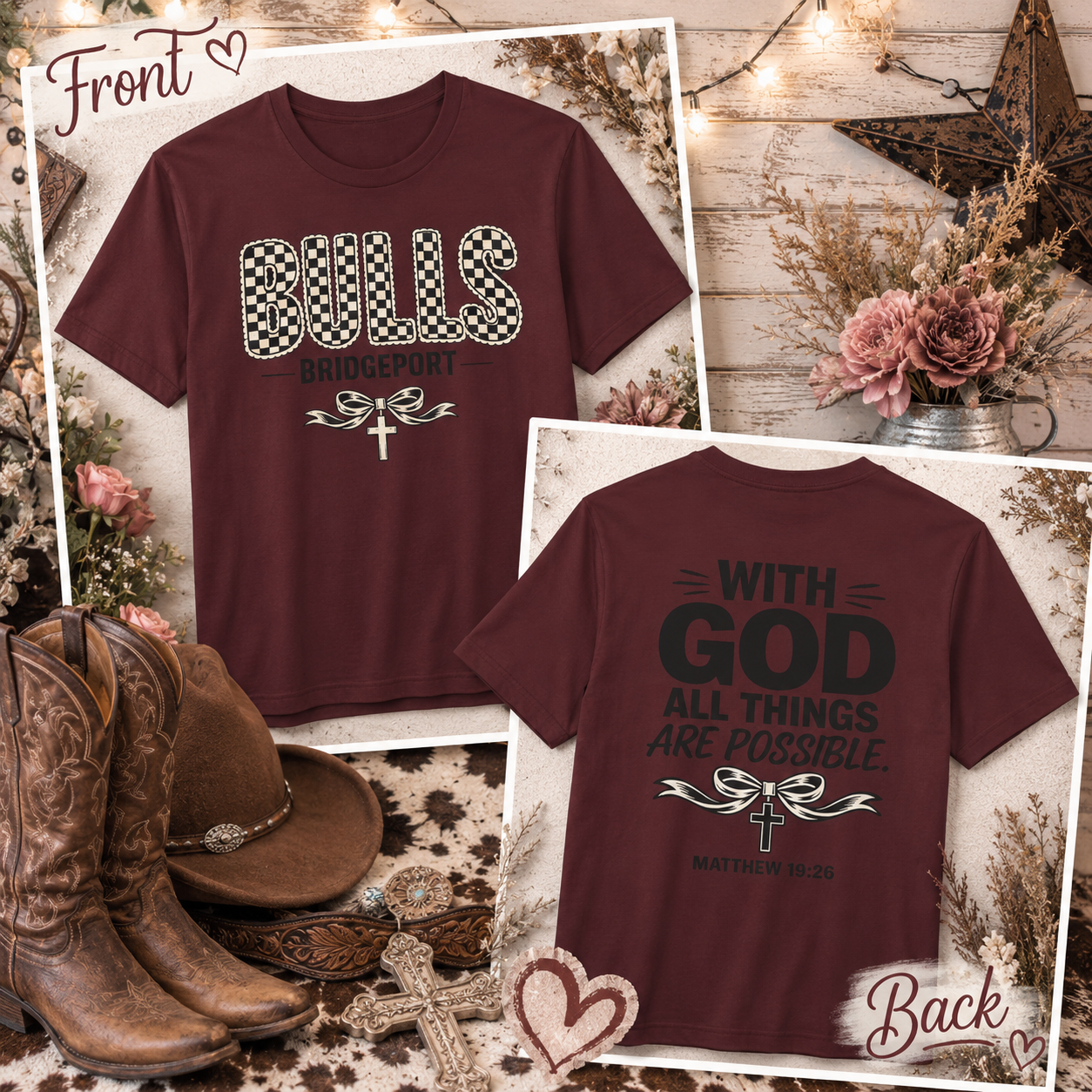 Bulls Bridgeport Graphic Tee — "With God All Things Are Possible" Inspirational Shirt