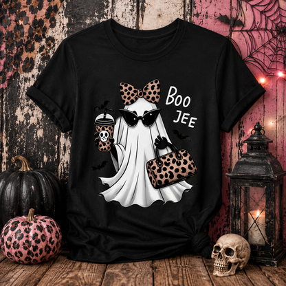 Boo Jee Leopard Ghost Tee - Cute Halloween Graphic T-Shirt