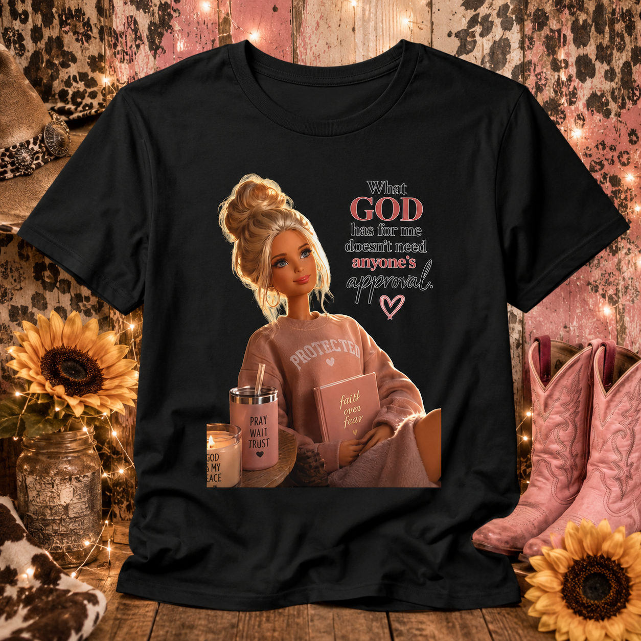 Faith-Inspired Graphic Tee — “What God Has For Me Doesn’t Need Anyone’s Approval”