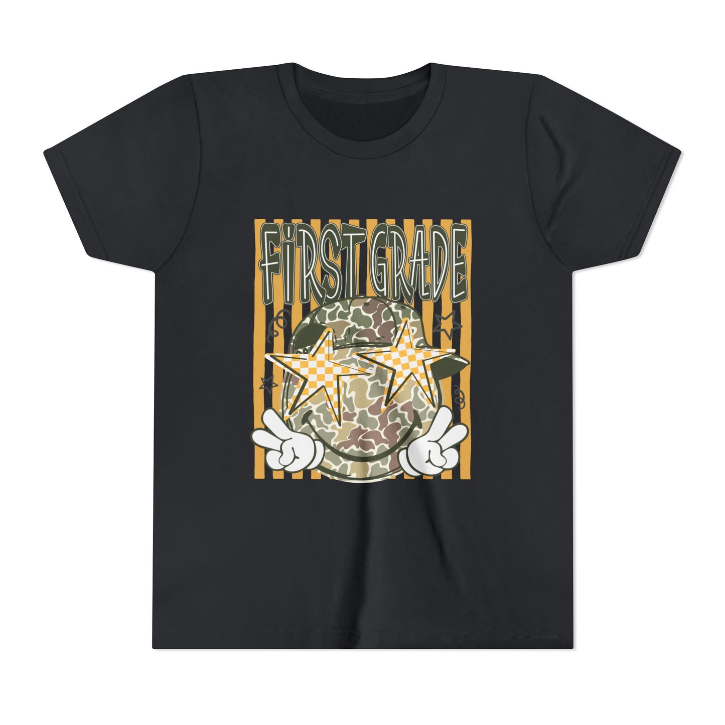 First Grade Camo Stars Youth Tee - Back to School Kids T-Shirt