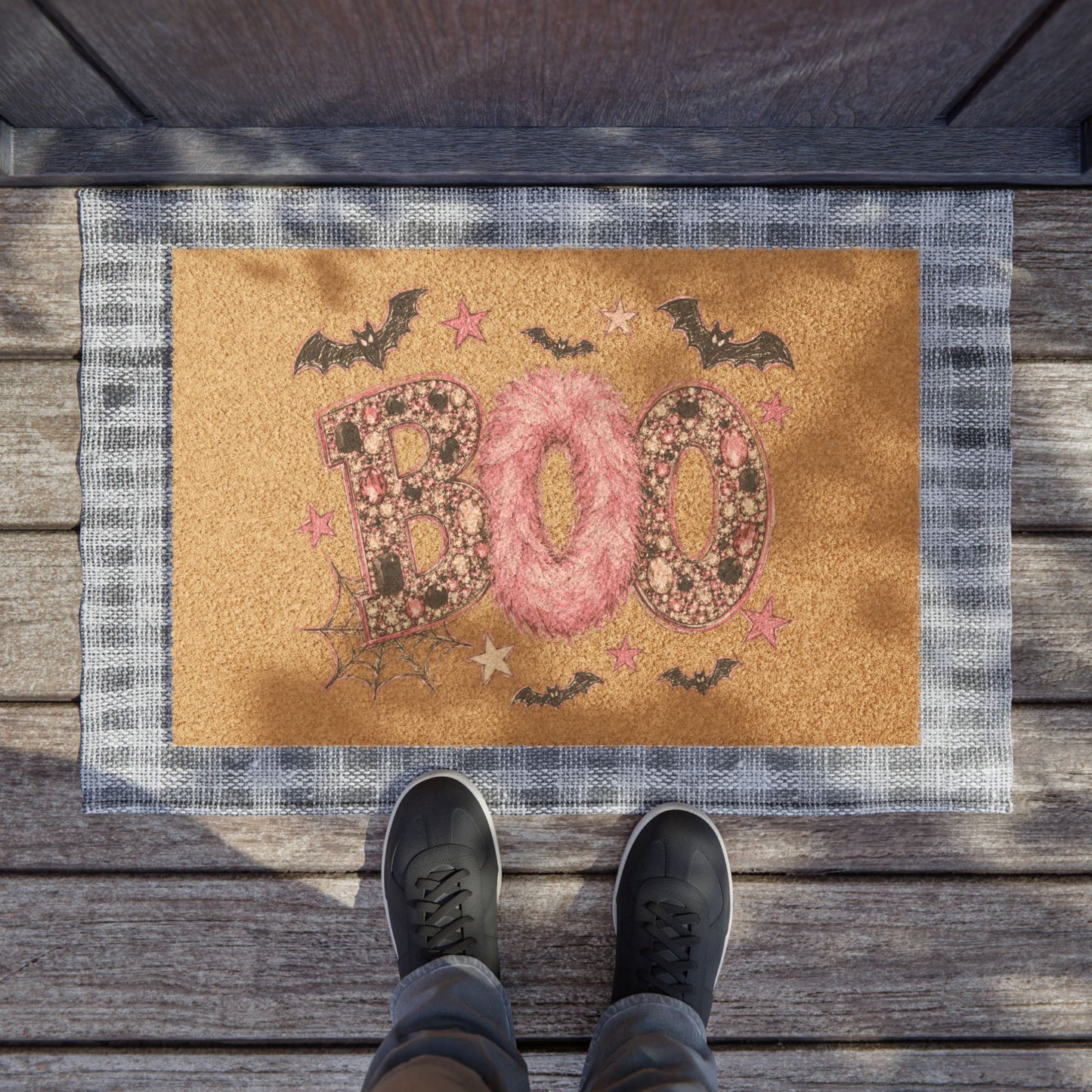 Boo Floral Halloween Doormat