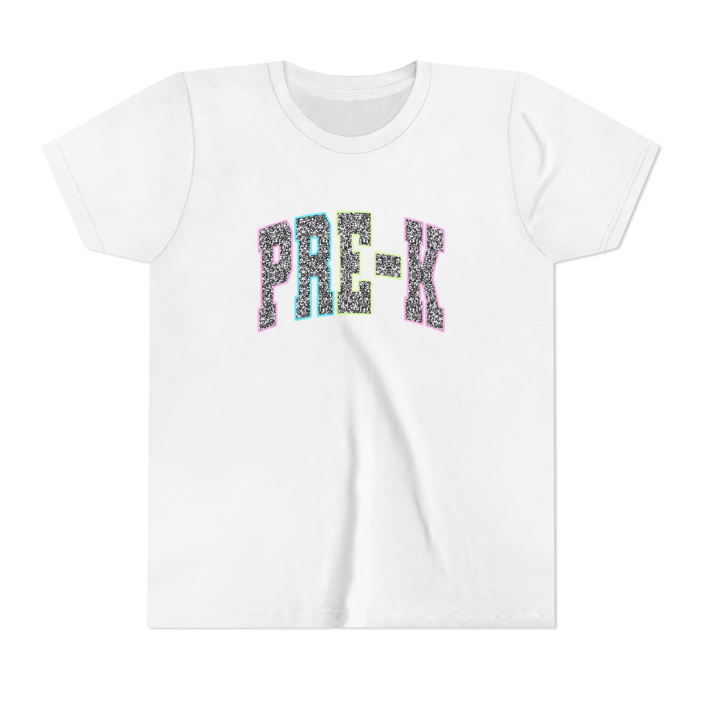 Pre-K Youth Tee — Colorful Glitter Lettering Back-to-School Shirt