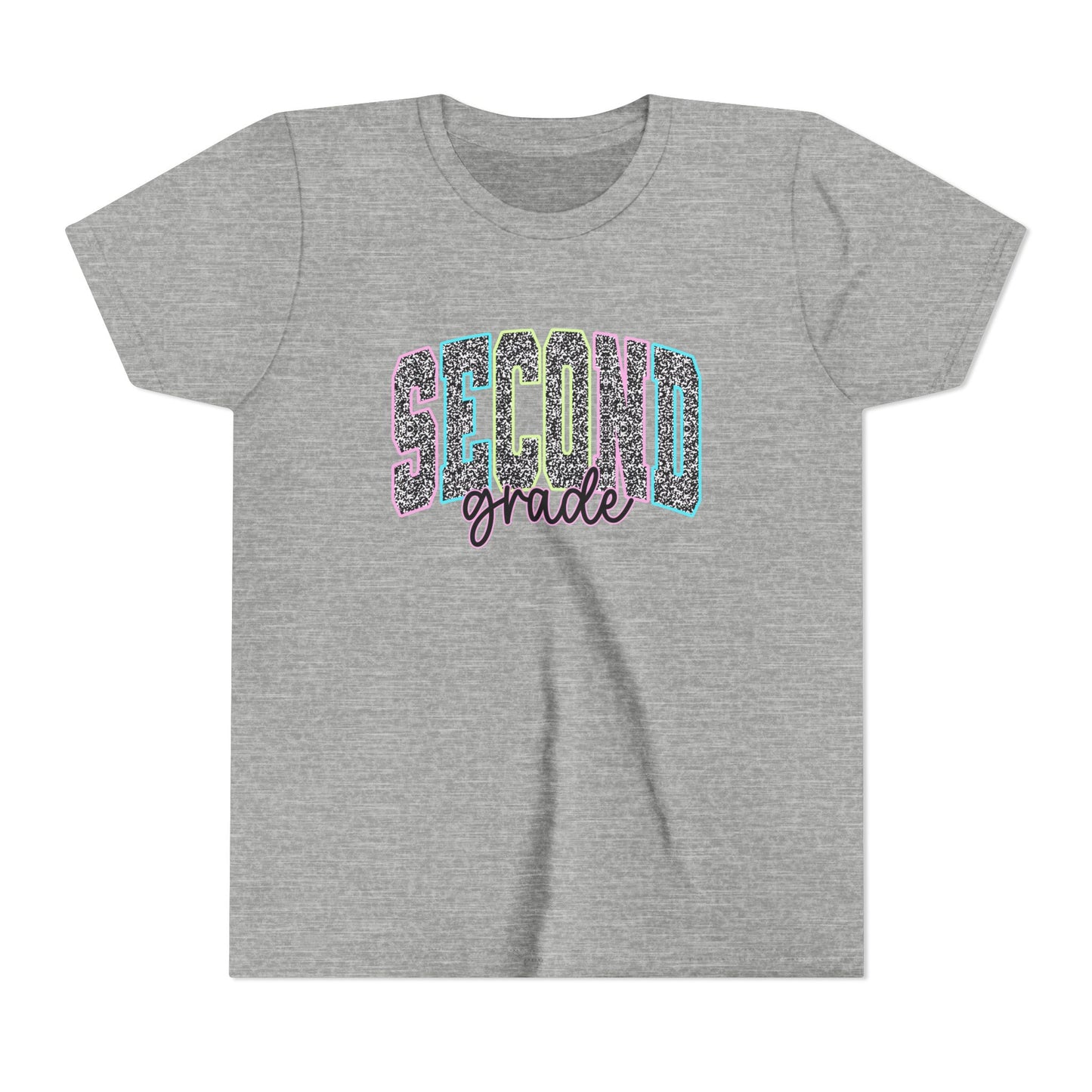 Second Grade Youth T‑Shirt — Colorful Glitter Lettering Back-to-School Tee