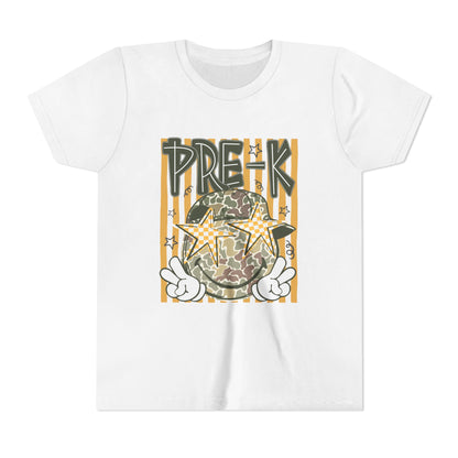 Pre-K Kids Tee — Camo Smiley Star Preschool Shirt for Boys & Girls