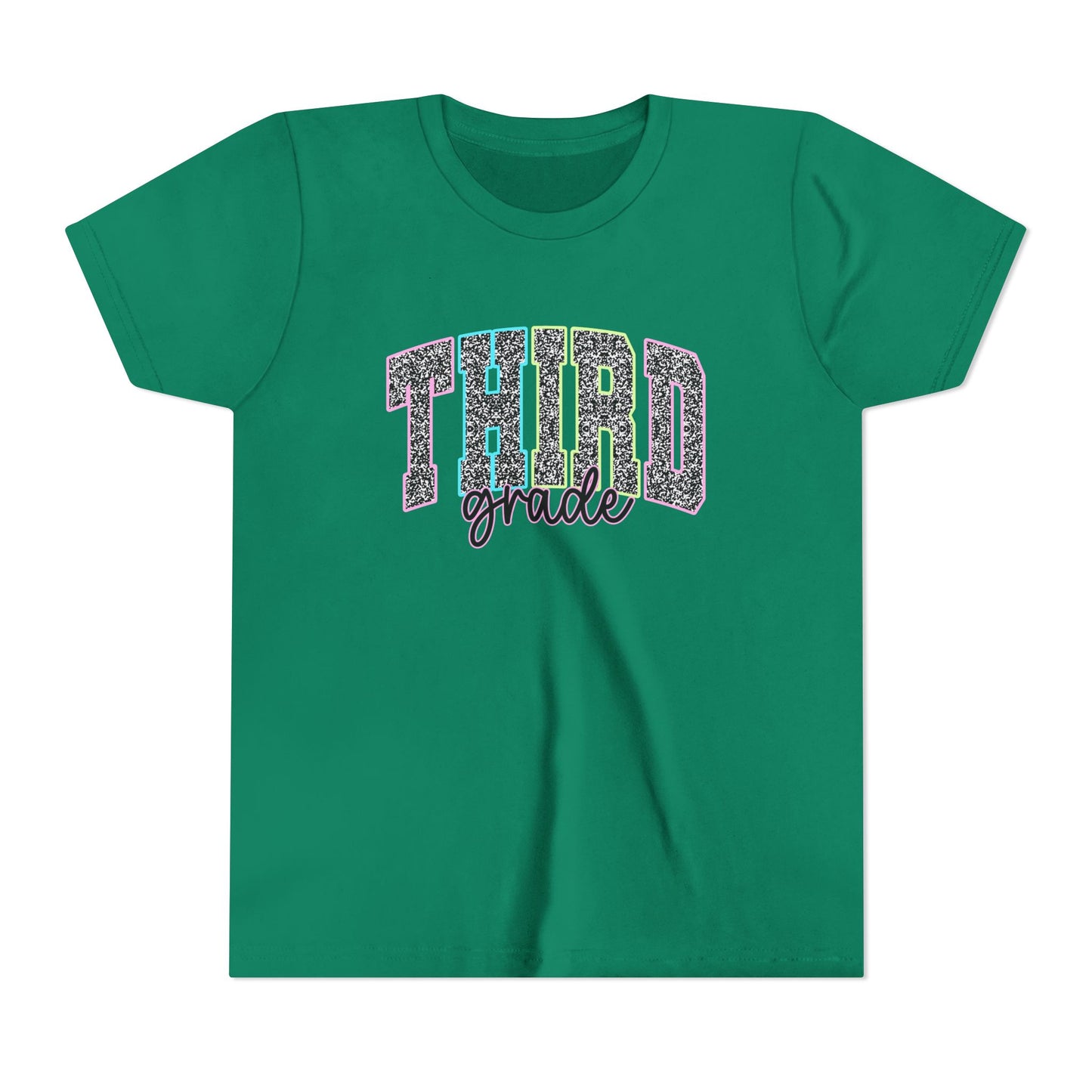 Third Grade Youth T-Shirt — Glitter Varsity Back-to-School Tee