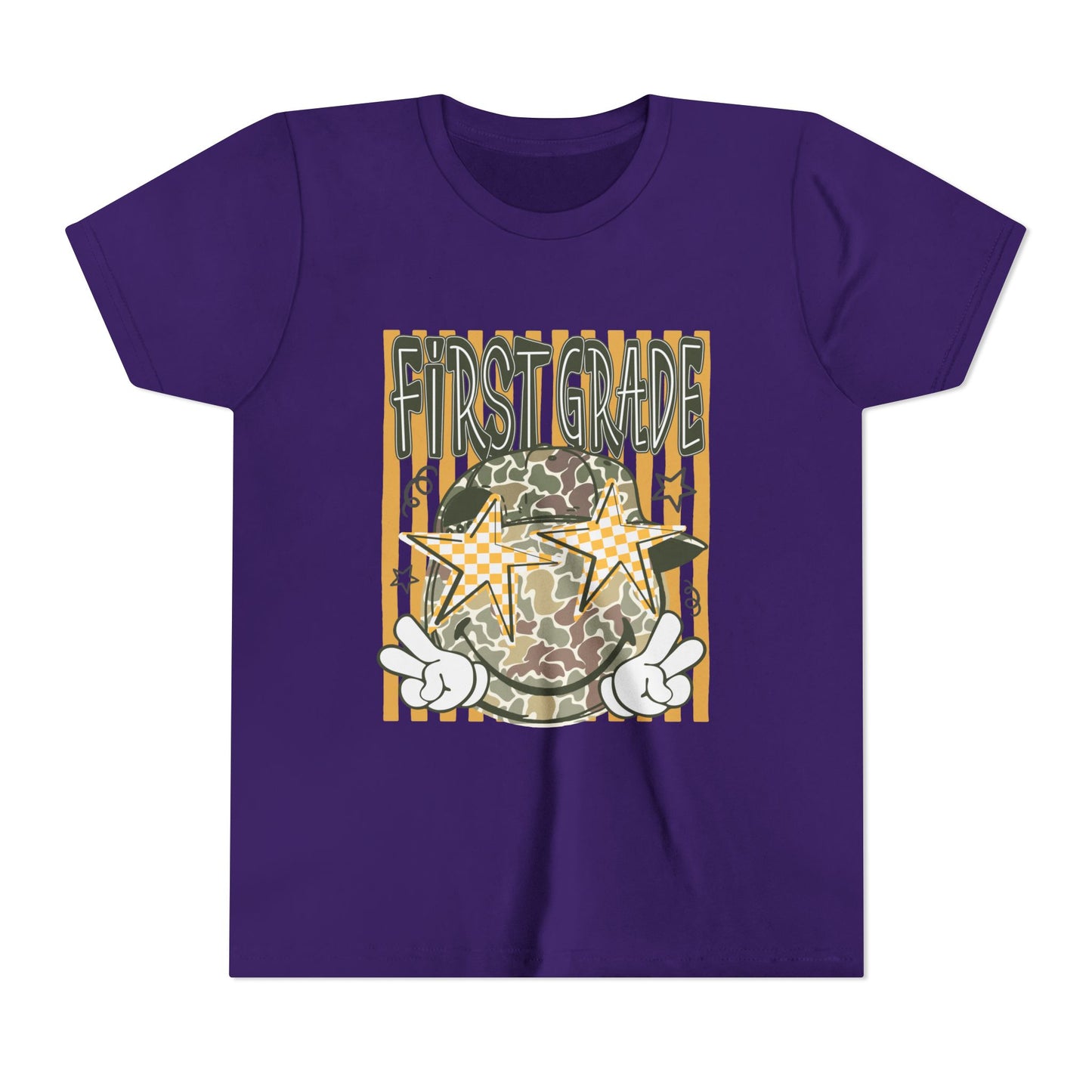 First Grade Camo Stars Youth Tee - Back to School Kids T-Shirt