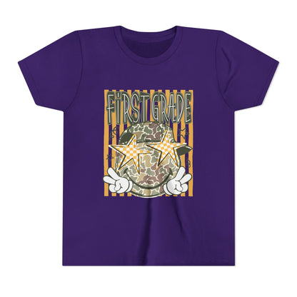 First Grade Camo Stars Youth Tee - Back to School Kids T-Shirt