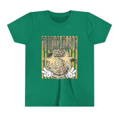 Third Grade Camo Star Youth T-Shirt – Fun Back-to-School Tee for Kids
