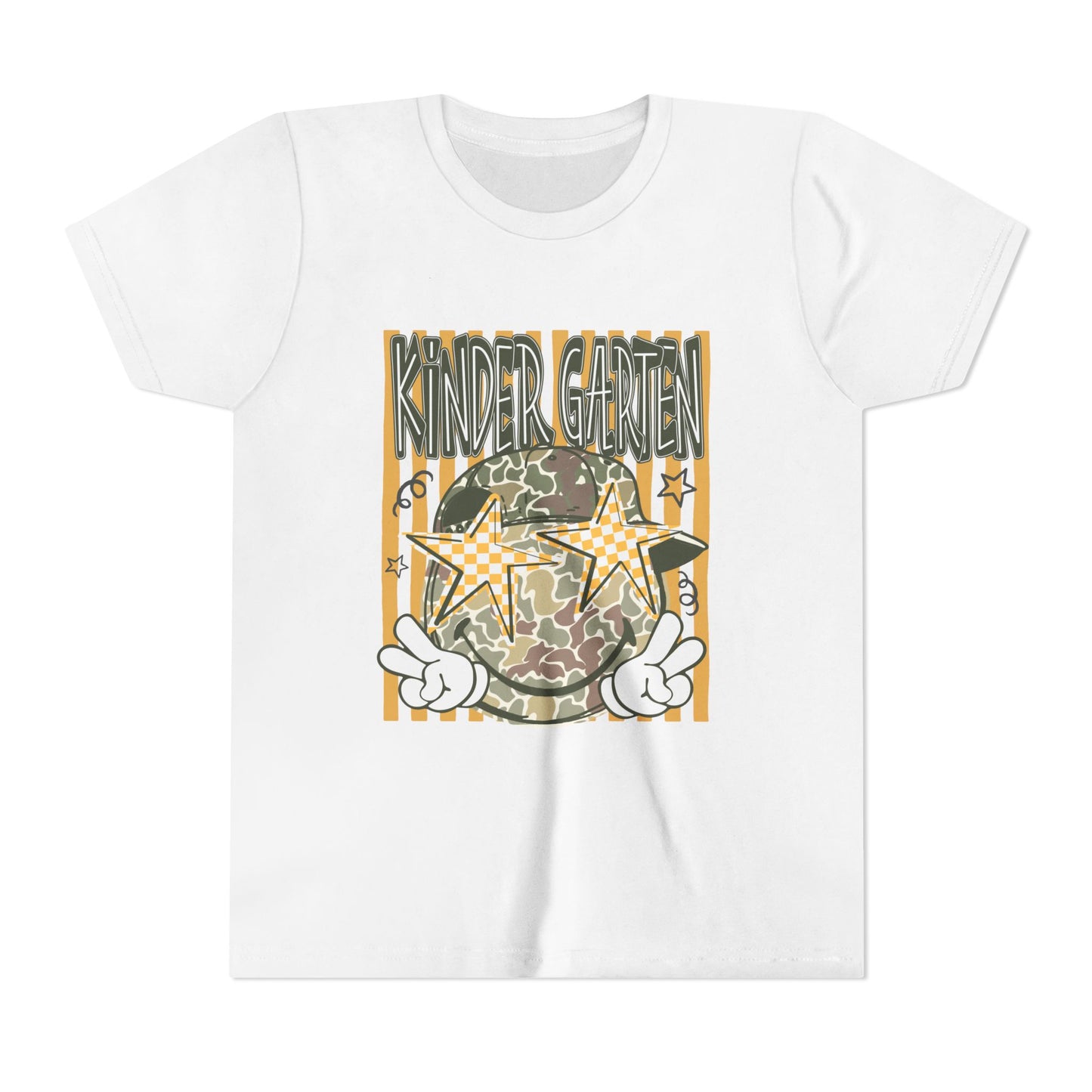 Kindergarten Stars Youth Tee – Camo Globe Graphic Back-to-School Shirt