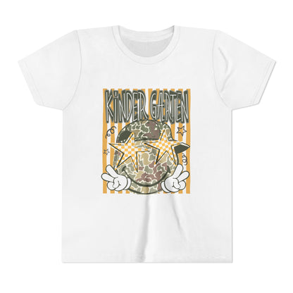 Kindergarten Stars Youth Tee – Camo Globe Graphic Back-to-School Shirt