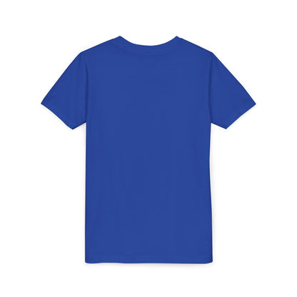 Patriotic Highland Cow Youth Tee — American Flag Bow & Heart Sunglasses