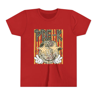 Pre-K Kids Tee — Camo Smiley Star Preschool Shirt for Boys & Girls