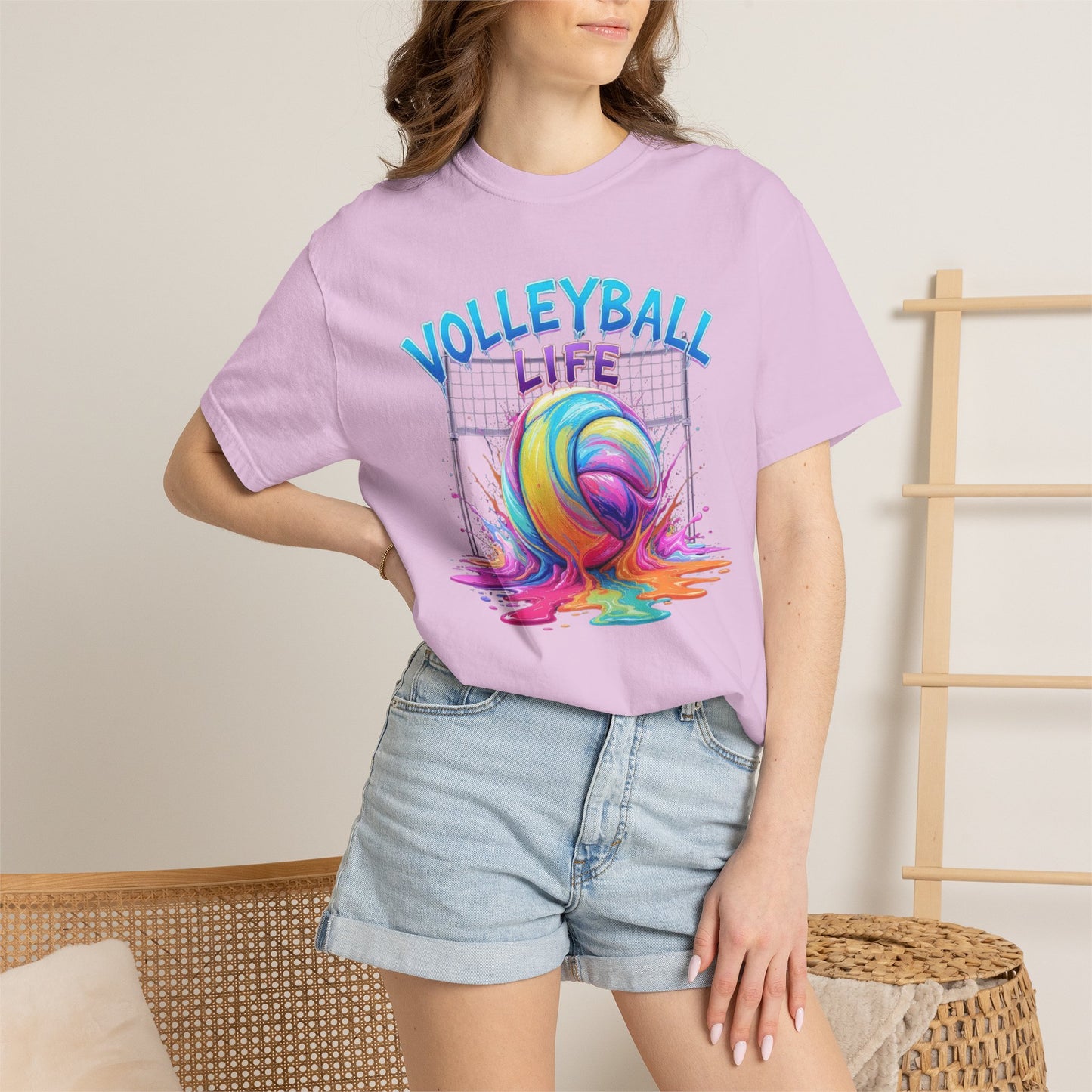 Volleyball Life T-Shirt — Colorful Paint Splash Volleyball Tee