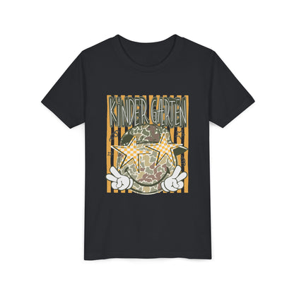 Kindergarten Stars Youth Tee – Camo Globe Graphic Back-to-School Shirt