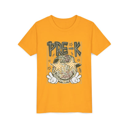 Pre-K Kids Tee — Camo Smiley Star Preschool Shirt for Boys & Girls