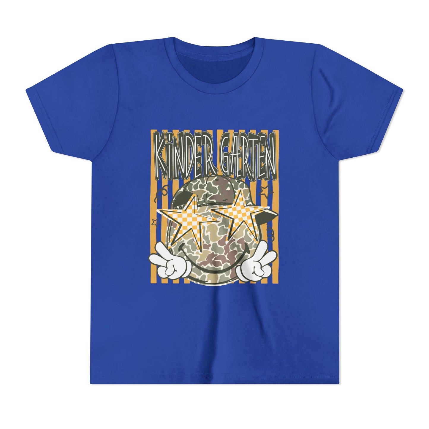 Kindergarten Stars Youth Tee – Camo Globe Graphic Back-to-School Shirt