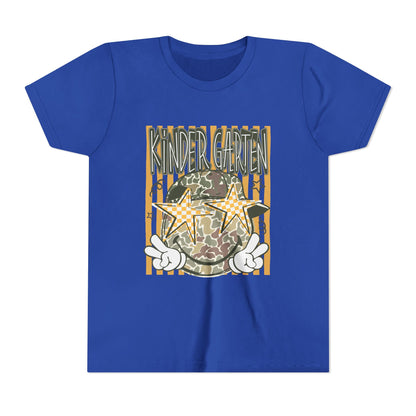 Kindergarten Stars Youth Tee – Camo Globe Graphic Back-to-School Shirt