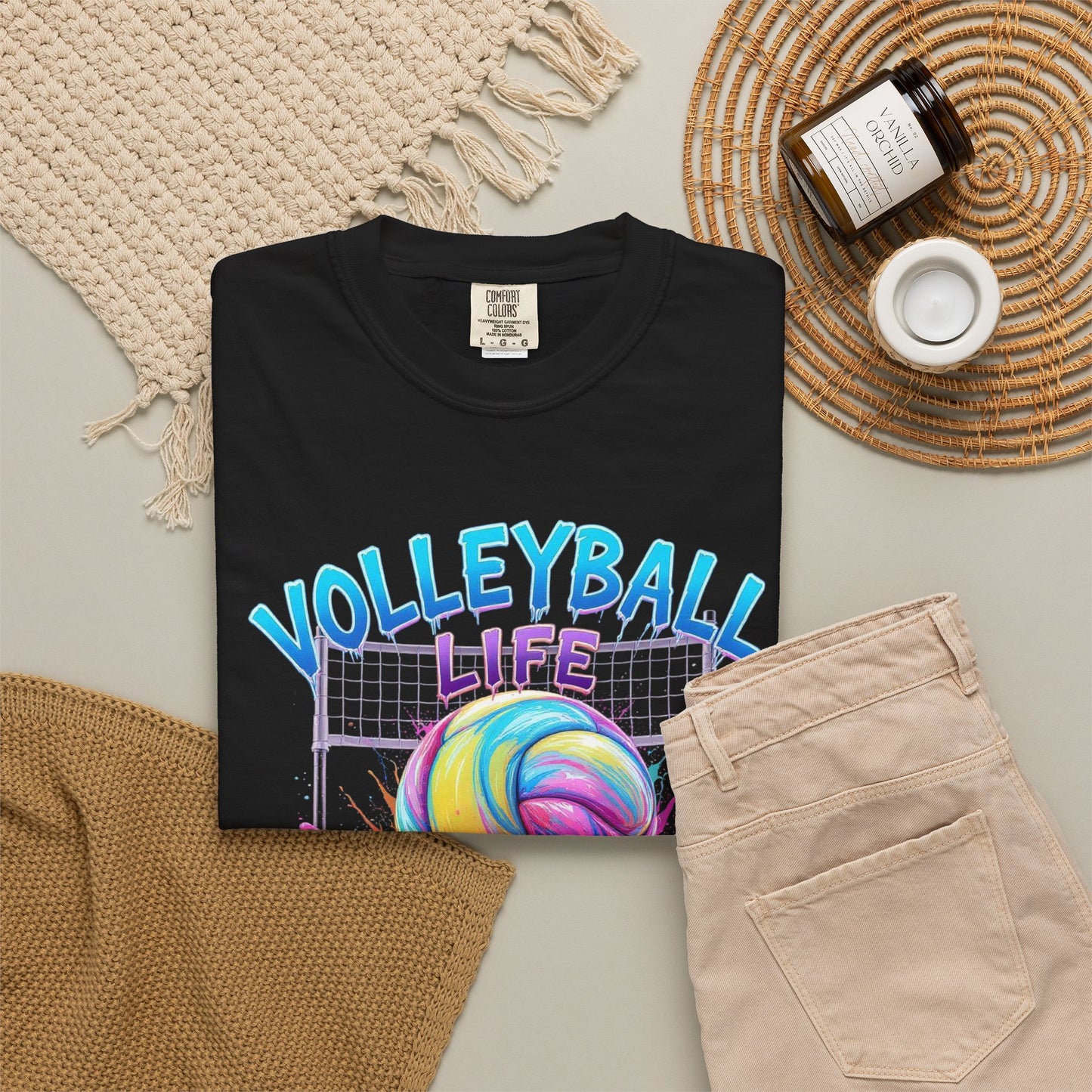 Volleyball Life T-Shirt — Colorful Paint Splash Volleyball Tee