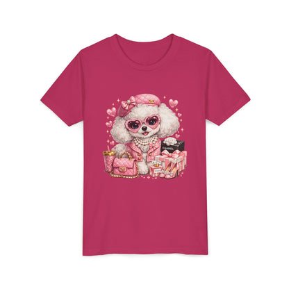 Cute Pink Poodle Fashion Kids Tee – Girly Puppy with Sunglasses & Gifts