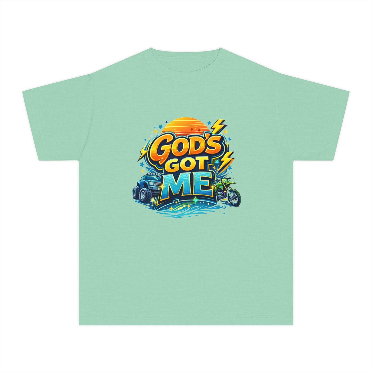 Youth Tee — "God's Got Me" Christian Surf Graphic