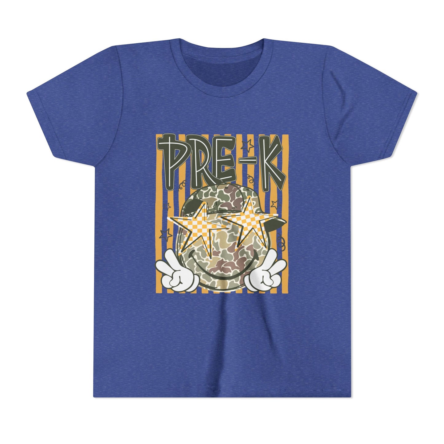 Pre-K Kids Tee — Camo Smiley Star Preschool Shirt for Boys & Girls