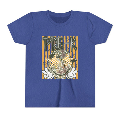 Pre-K Kids Tee — Camo Smiley Star Preschool Shirt for Boys & Girls